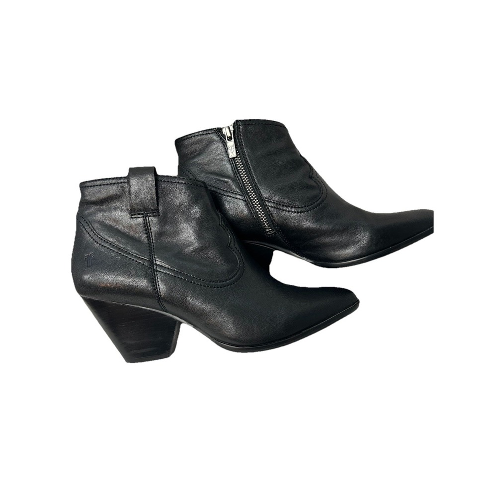 Frye Sacha Moto Shootie Black Leather Western Ankle Boots Women's 7.5 Cowgirl